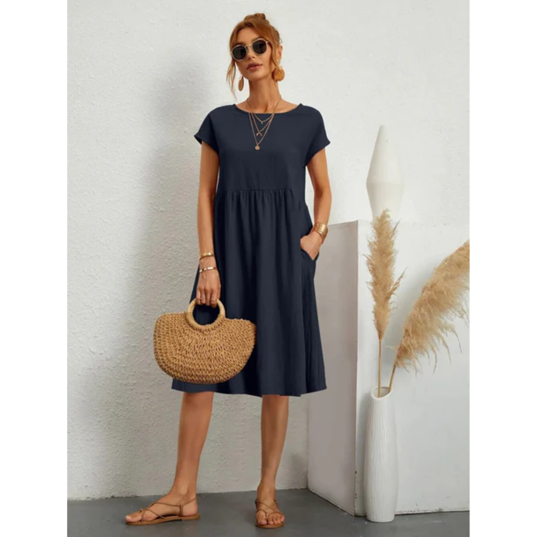 Stil Sommerkleid Mit Kurzen Ärmeln Für Damen | Midi