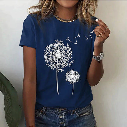 Damen Sommer T Shirt Mit Rundhalsausschnitt | Kurze Ärmel